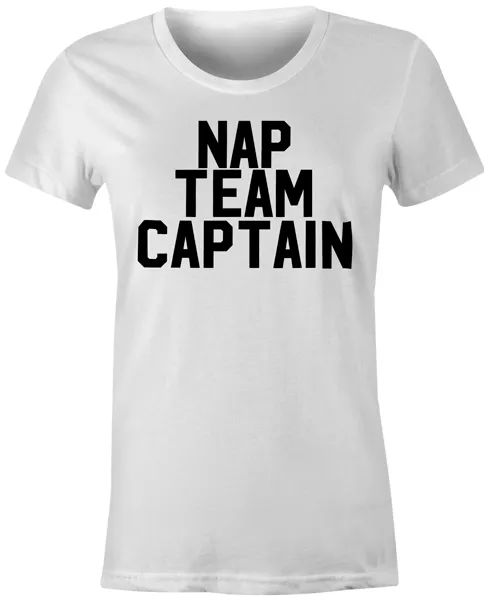 

nap team captain funny joke quote fashion style t-shirt tee top, White;black