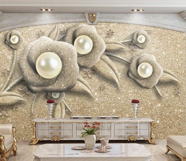

wallpapers cjsir custom wallpaper murals for bedroom walls luxury beautiful golden jewelry flowers background wall 3d