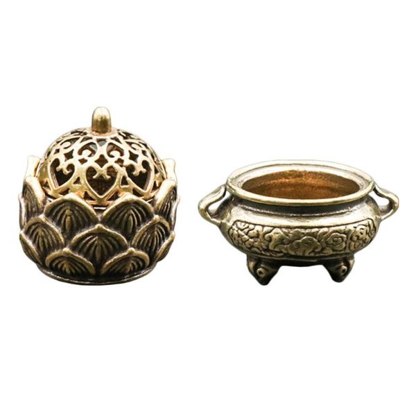 

fragrance lamps 2pcs incense censers holders brass retro (yellow)