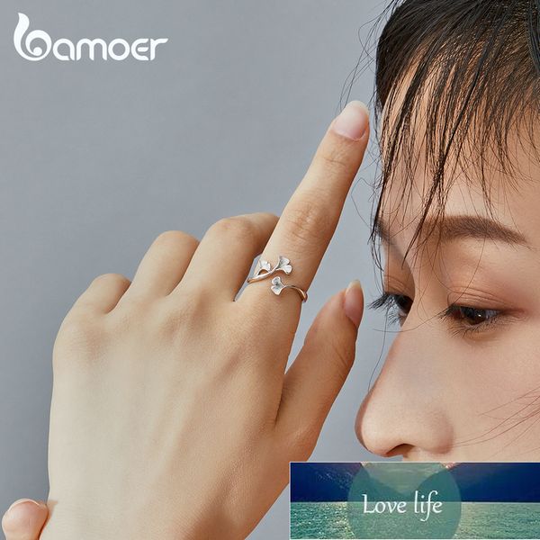 

bamoer silver 925 design ginkgo leaf finger rings for women vintage bijoux 925 sterling silver trendy wedding jewelry bsr097 factory price e
