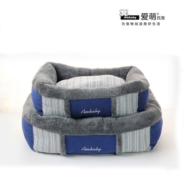 

crates pet nest supplies stripe stitching plush two piece doghouse ambaby pad bed