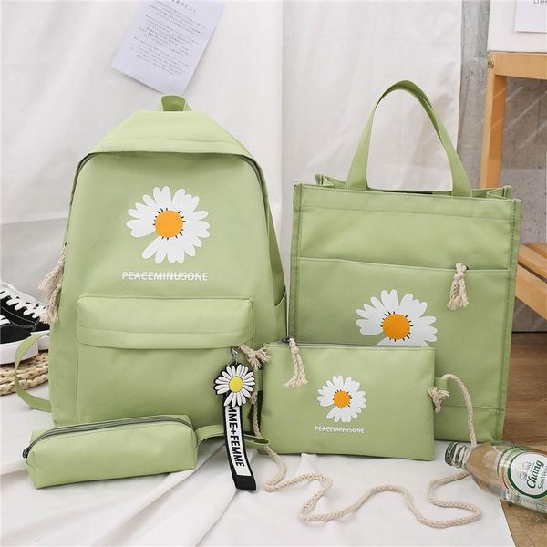 

school bags 4pcs/set kawaii schoolbags for teenage girls women backpack 2021 canvas travel back pack student notebook bookbags schoolbag