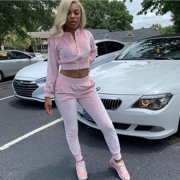 

fashion velvet suit autumn women tracksuits loose sweater trousers casual sports trouser 2piece set, Gray