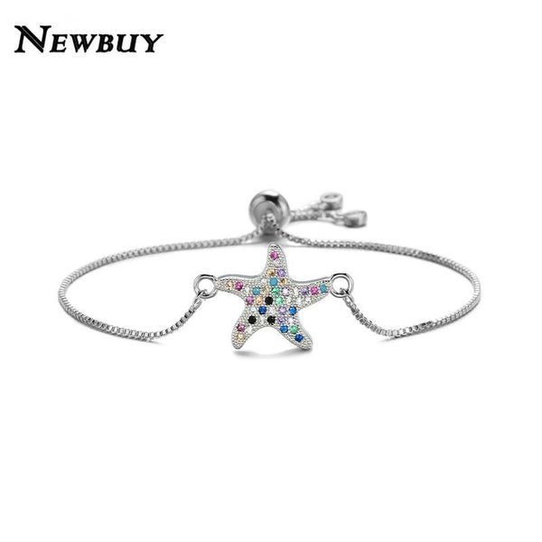 

charm bracelets buy fashion colourful cz starfish for women girl gold/silver copper chain bracelet cubic zirconia jewelry, Golden;silver