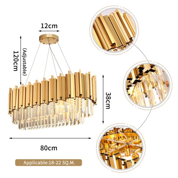 

indoor interior lighting pendant lamp stainless steel, k9 crystal modern e14 led bulbs warm light(3000k), cool light(6000k)