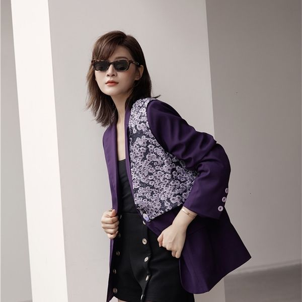 

women's suits & blazers 2 piece grape blazer women autumn purple and jackets korean ladies designer coat suit elegant clothin 9o61, White;black