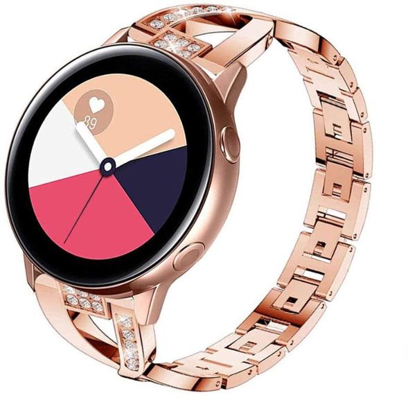 

watch bands 20mm metal strap for samsung active s2 classic 42mm women luxury diamond bracelet galaxy gear sport band, Black;brown