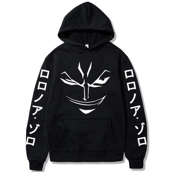 

men's hoodies & sweatshirts anime one piece print harajuku funny roronoa zoro loog sleeve autumn winter sportswear hoodie men women, Black