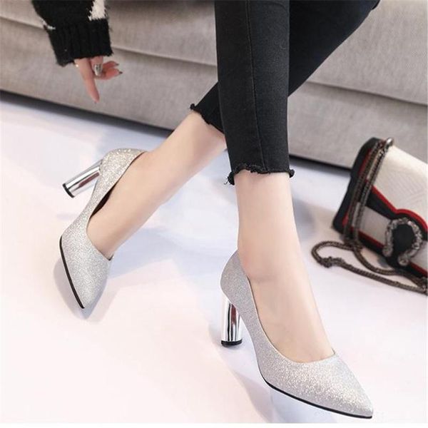 

european fashion simple ladies wedding shoes 2021 women's crystal pumps sequins high heels banquet bridesmaid dress, Black