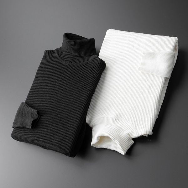 

sweater knit autumn and winter 2021 men's pullover fashion rib high neck breathable long sleeve bottomed, White;black