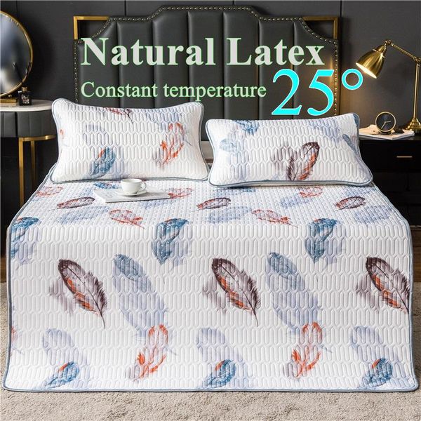 

sheets & sets latex printing foldable cooling summer sleeping mat ice silk with shams queen mattress protector sheet cool pad