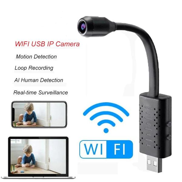 

mini cameras hd smart wifi usb surveillance camera real-time ip ai human detection loop recording support 64g