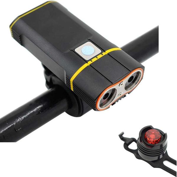 

bike light 2*xml-l2 led bicycle lights with rechargeable battery cycling front lamp +handlebar mount