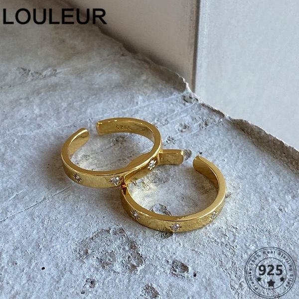 

cluster rings louleur 2021 trend 925 sterling silver ring simple golden zircon for women daily jewelry charms, Golden;silver