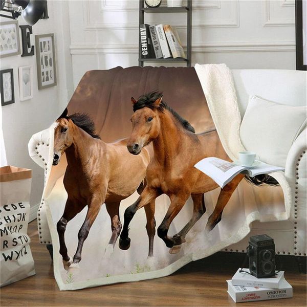 

horse printed plush throw blanket sherpa fleece bedspread sofa blankets for beds square picnic soft