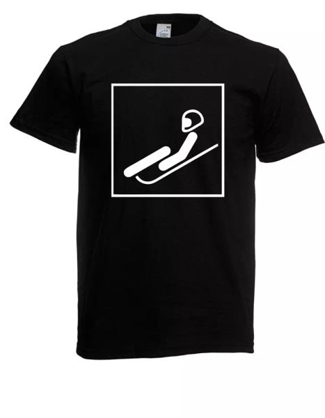 

mens t-shirt  toboggan pictogram luge winter sports  size up to 5xl, White;black