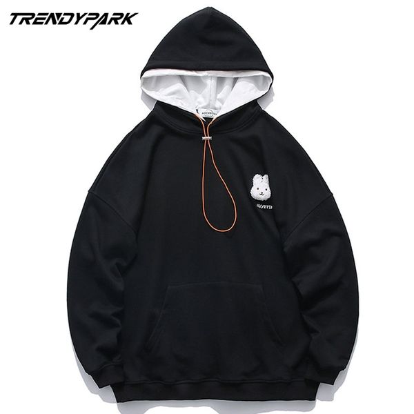 

spring men's hoodies solid colors sweatshirt harajuku oversized casual cotton streetwear men's clothing 210601, Black