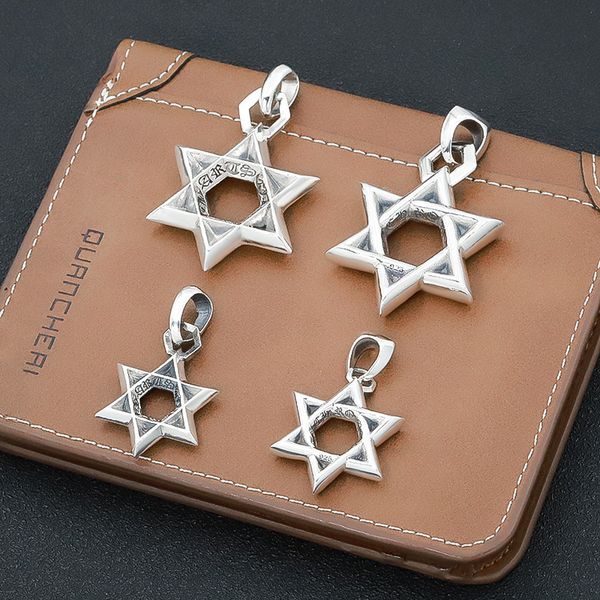 

personalized punk s925 thai silver six star female couple hip hop men's pendant