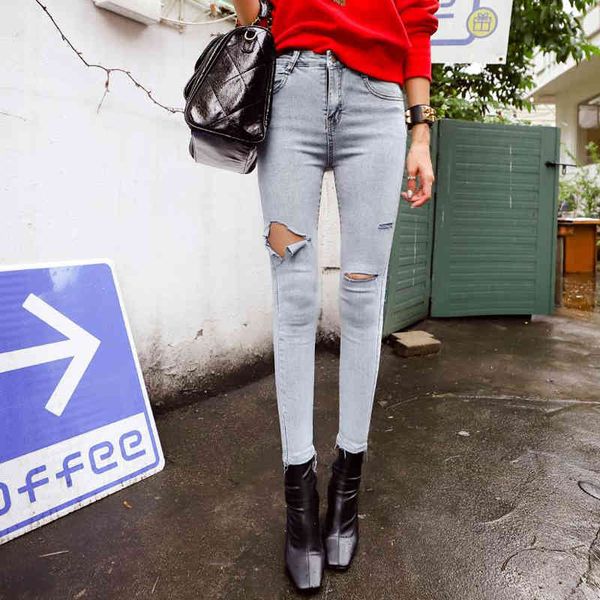 

jeans women's pants with high-waisted denim capris, Blue