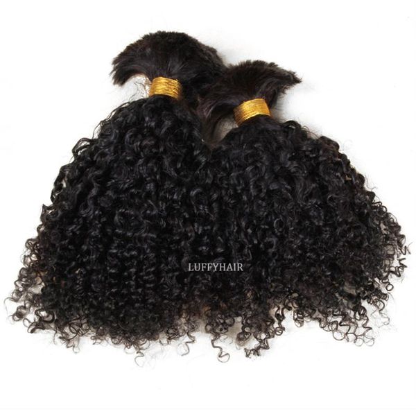 

human hair bulks short small curly braiding bulk extensions no weft 1/3 pcs/lot brazilian kinky black brown color