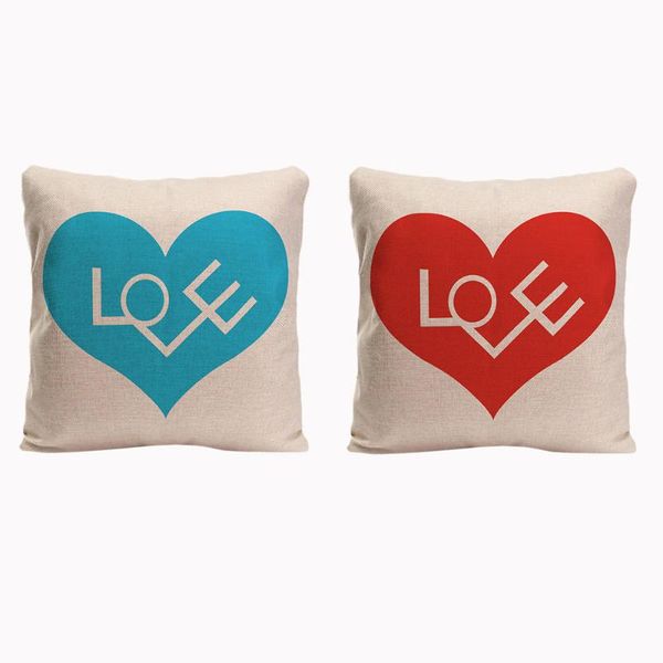 

blue and red couple pillowcases valentine's day anniversary gifts & wedding decoration for couples lover cushion/decorative pillow