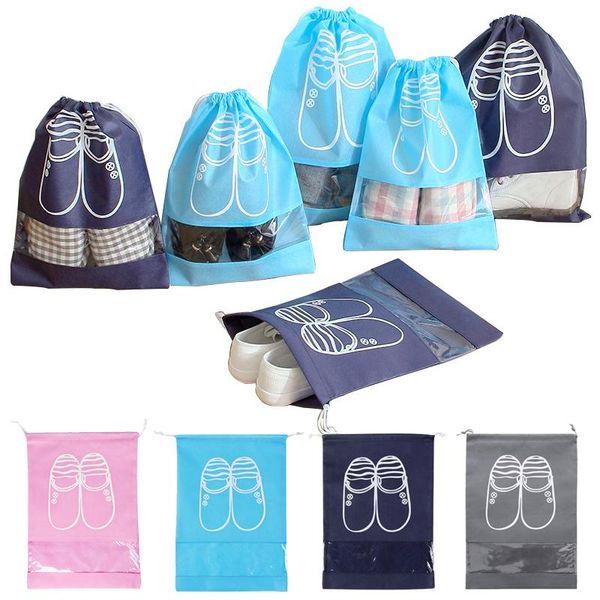 

storage bags waterproof shoes bag travel portable tote drawstring organizer cover non-woven laundry dustproof covers