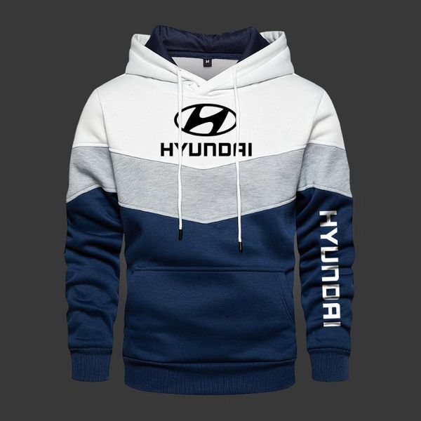 

men's hooded hyundai long sleeve outwear autumn spring casual hoodies fleece warm sportswear thicken sweatshirts &, Black