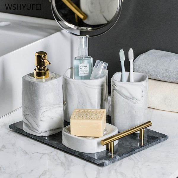 

european bathroom wash set ceramic soap dispenser perfume bottle dish mouthwash cup with tray home accessories bath accessory