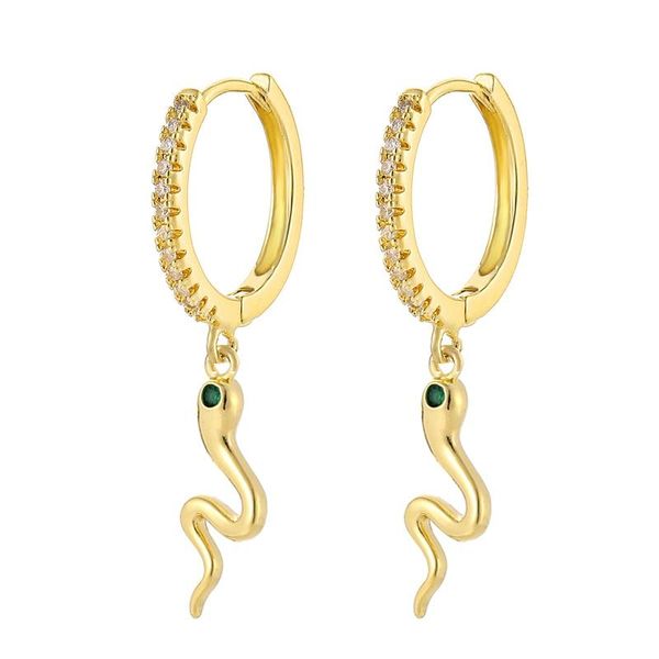 

hoop & huggie fashion cubic zircon exquisite snake shape earrings simple unusual for women jewelry 2021, Golden;silver