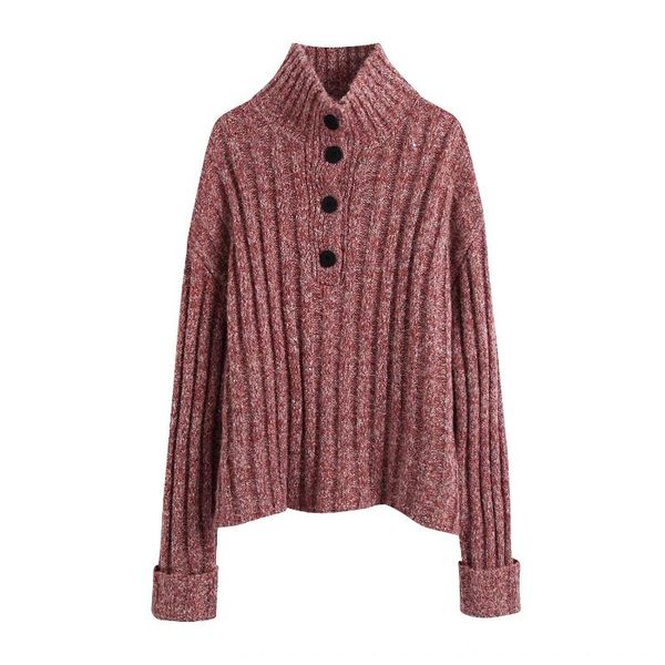 

women's sweaters woman long sleeve button kintted pullover 2021 autumn fashion female elegant turtleneck outerwear ladies casual solid, White;black