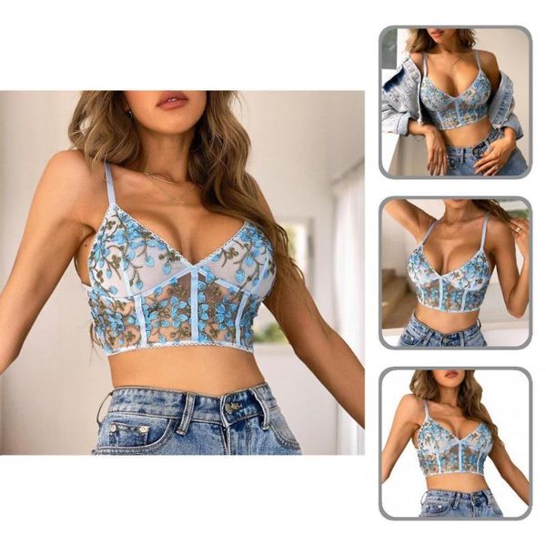 

bras half cup comfy flower embroidery see-through bra for daily life, Red;black