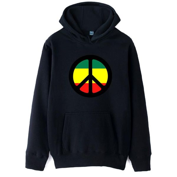 

men's hoodies & sweatshirts peace sign ancient symbols jamaica bob marley nuclear disarmament man boys hoodie couple clothes autumn win, Black