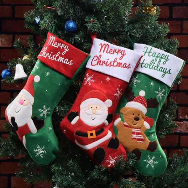 

christmas decorations stockings pendant cloth ornaments santa claus candy gift bag xmas tree hanging
