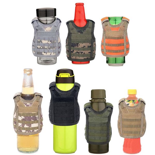 

beer vest adjustable shoulder beverage drink cover canned drinks mini vests tactical premium outdoor camping supplies hunting jackets, Camo;black