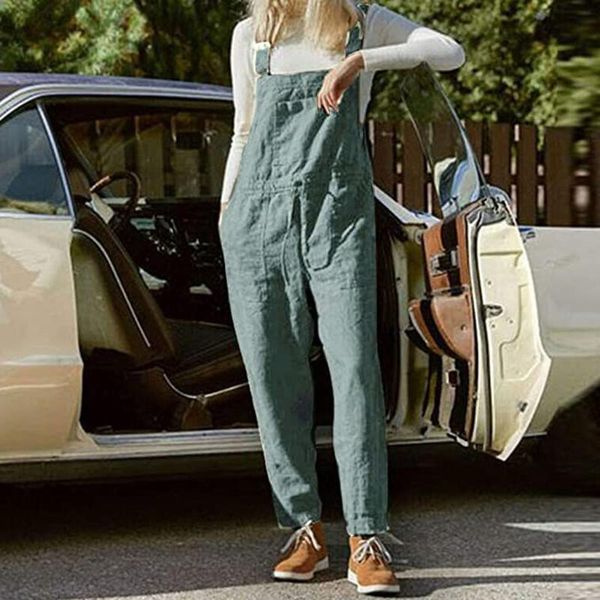 

women's jumpsuits & rompers womens jumper overalls cami loose romper oversize ladies dungarees jumpsuit pockets tank pants plus size s-, Black;white