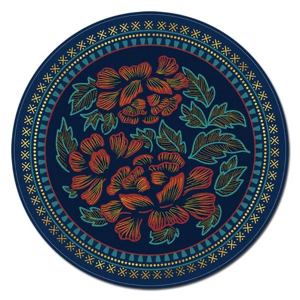 

tie-dye embroidery round carpet household floor cover room decoration carpets