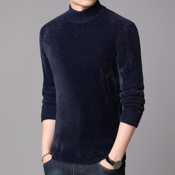 

men's sweaters winter navyblue men faux fur fluffy sweater oversize fleece stand collar knitwear warm long sleeve loose pullover, White;black