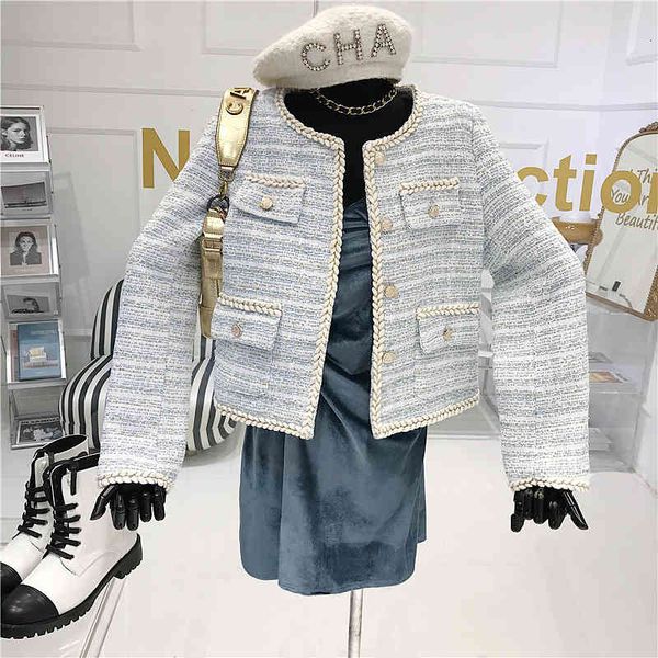 

women's hoodies & sweatshirts short tweed jacket, women's celebrity style, korean retro fashion, simple and elegant 5oh5, Black