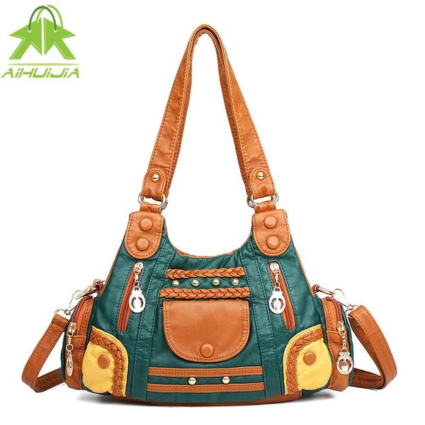 

evening bags luxury designer woman handbag female shoulder messenger bag 2021 retro soft pu leather casual travel tote