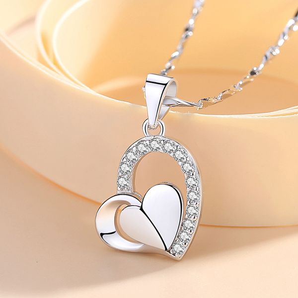 

jewelry highly quality women party wedding lovers giftshengli silver s999 sterling necklace love heart-shaped pendant collarbone chain