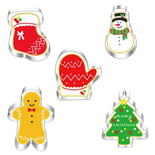 

baking moulds 5pcs/set christmas cookie cutter gingerbread xmas tree mold cake decoration tool navidad gift diy biscuit mould