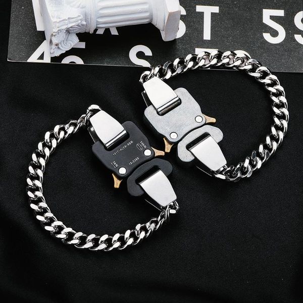 

link, chain 1017 alyx 9sm high street fashionable plug lock ins metal thick bracelet gold plated hip hop fashion accessories men's, Black