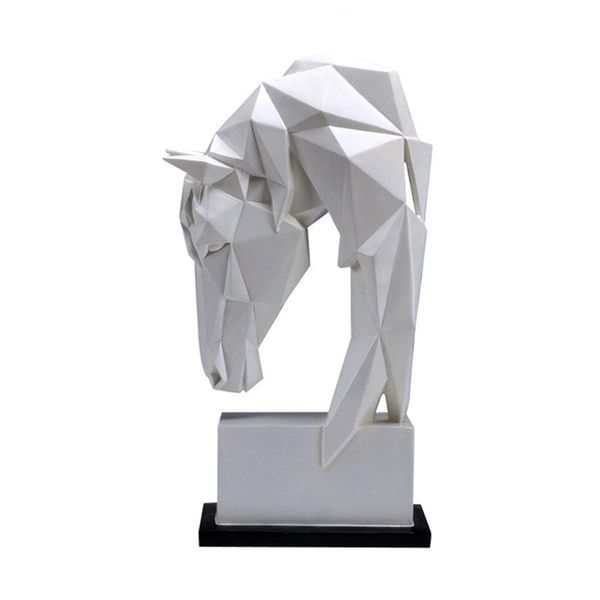 Ornamenti testa di cavallo Resina animale Decorazione domestica Nordico geometrico Origami Artigianato Arredamento Soggiorno Decorazione scrivania Statuetta 211108