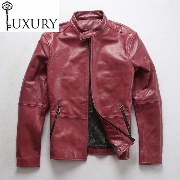 

men's leather & faux jacket sheep genuine spring vintage red sheepskin coat classic jackets male fast ship free, Black