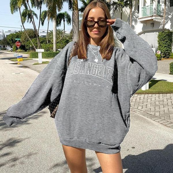 

women's hoodies & sweatshirts casual loose angeles letter printing long sleeve pullovers 2021 autumn spring fashion sweatshirt vintage, Black