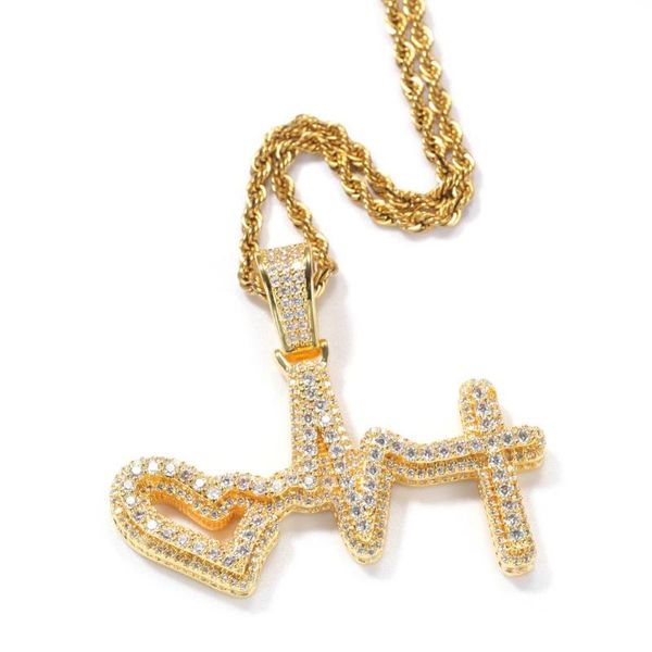 

chains fashion jewelry electrocardiogram pendant necklaces for men women heartbeat gold iced out cz heart charms lover gift, Silver
