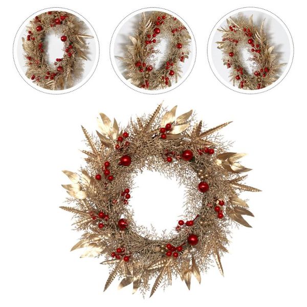 

decorative flowers & wreaths 1pc festival wreath pendant hanging garland ornament prop (golden)