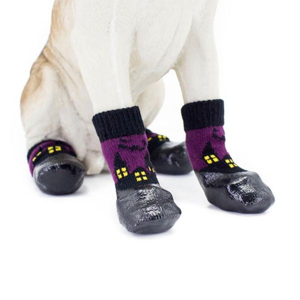 

dog apparel 4 pcs pet shoes boots waterproof socks puppy non-slip outdoor feet cover small medium large dirty-proof h2 11