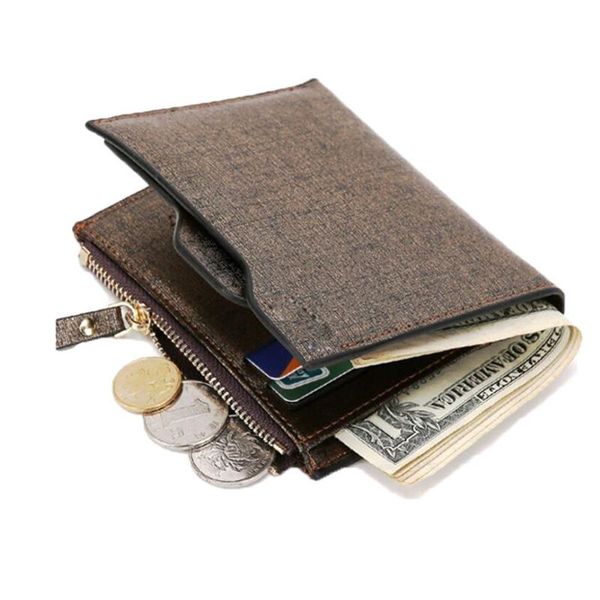 

style fashion men's blocking soft pu leather wallet solid zipper short pocket blue gold wallets, Red;black