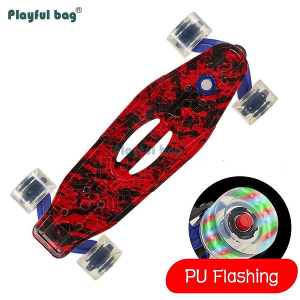 

playful bag four-wheel skateboard for beginner metal bearings engineering plastics children skate board flashing wheels ma17 skateboarding